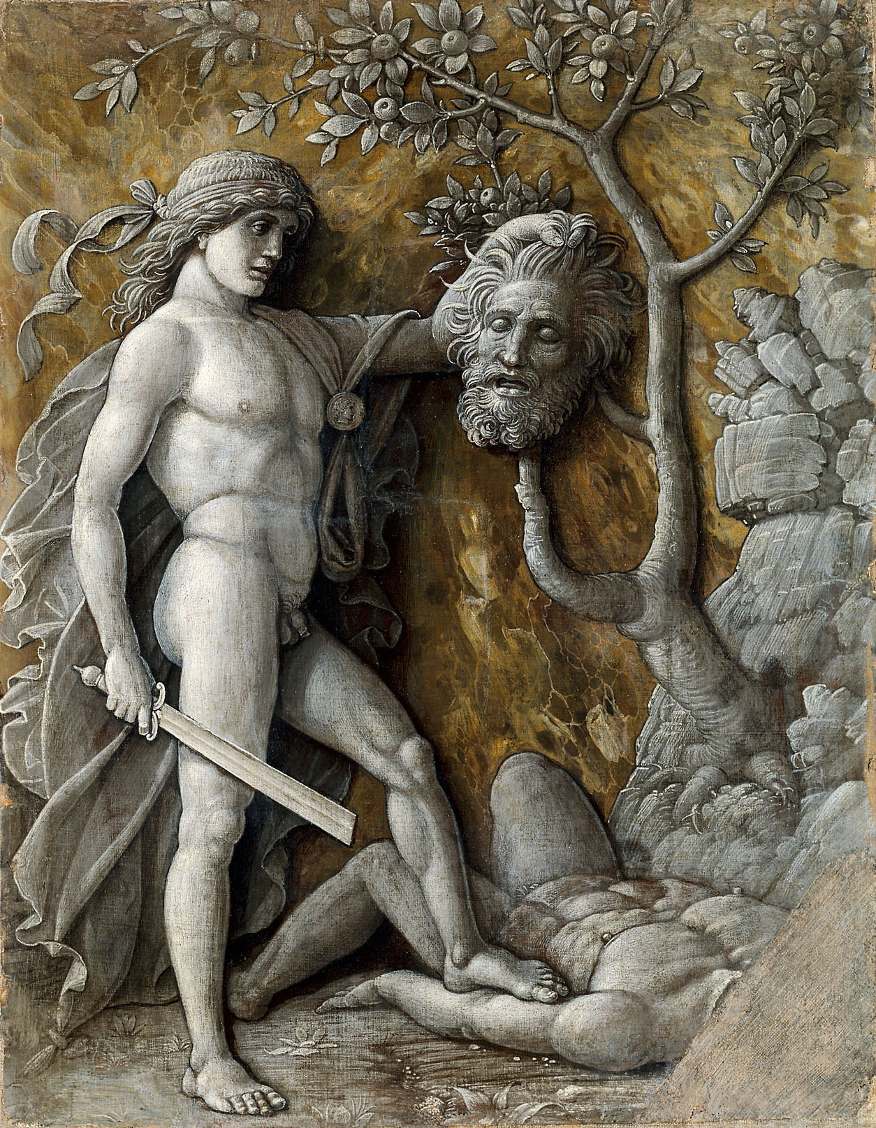David mit dem Haupt des Goliath von Andrea Mantegna
