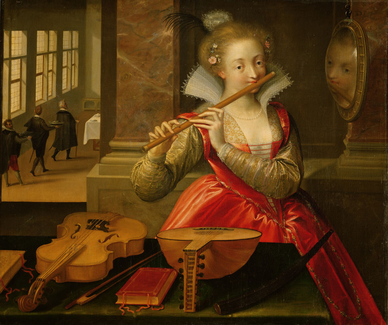 Flötenspielerin (Allegorie der Musik?) von Dirk de Quade van Ravesteyn