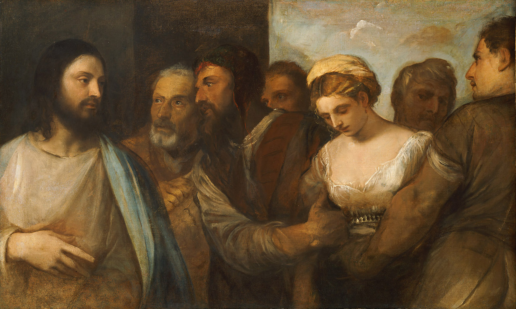 Christus und die Ehebrecherin von Tiziano Vecellio, gen. Tizian