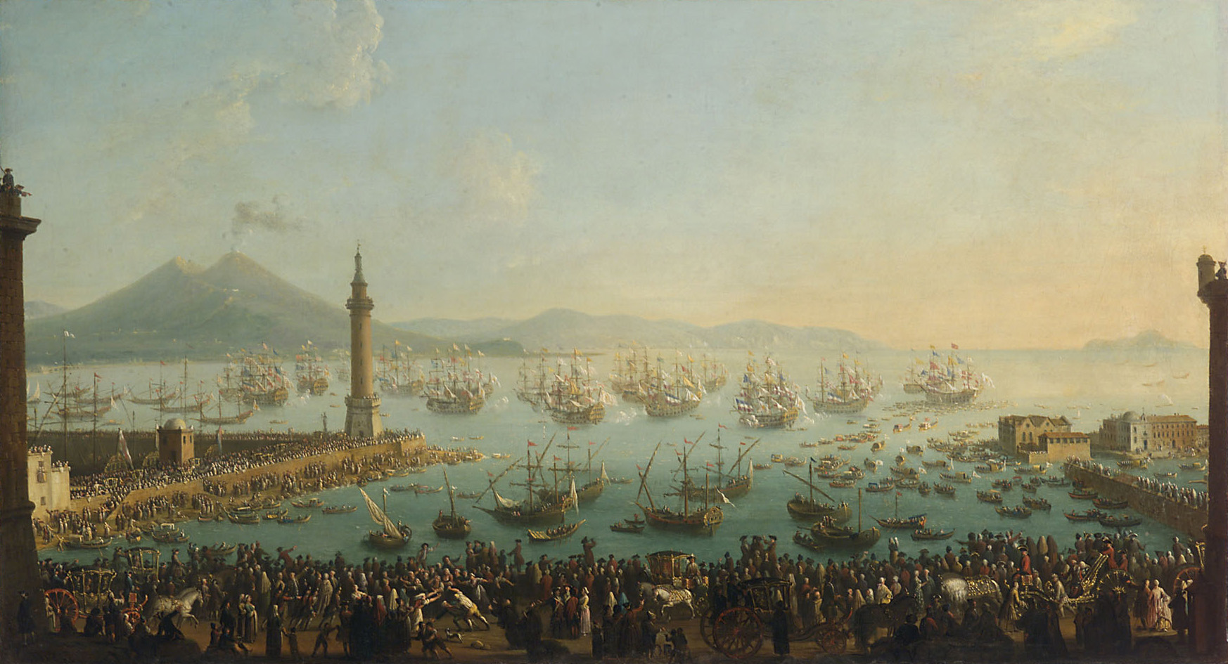 Hafen von Neapel mit Abfahrt Karls III. nach Spanien (1759), Antonio Joli, 1764-1768