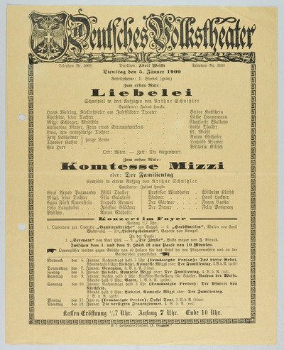 Theatermuseum Theaterzettel Liebelei