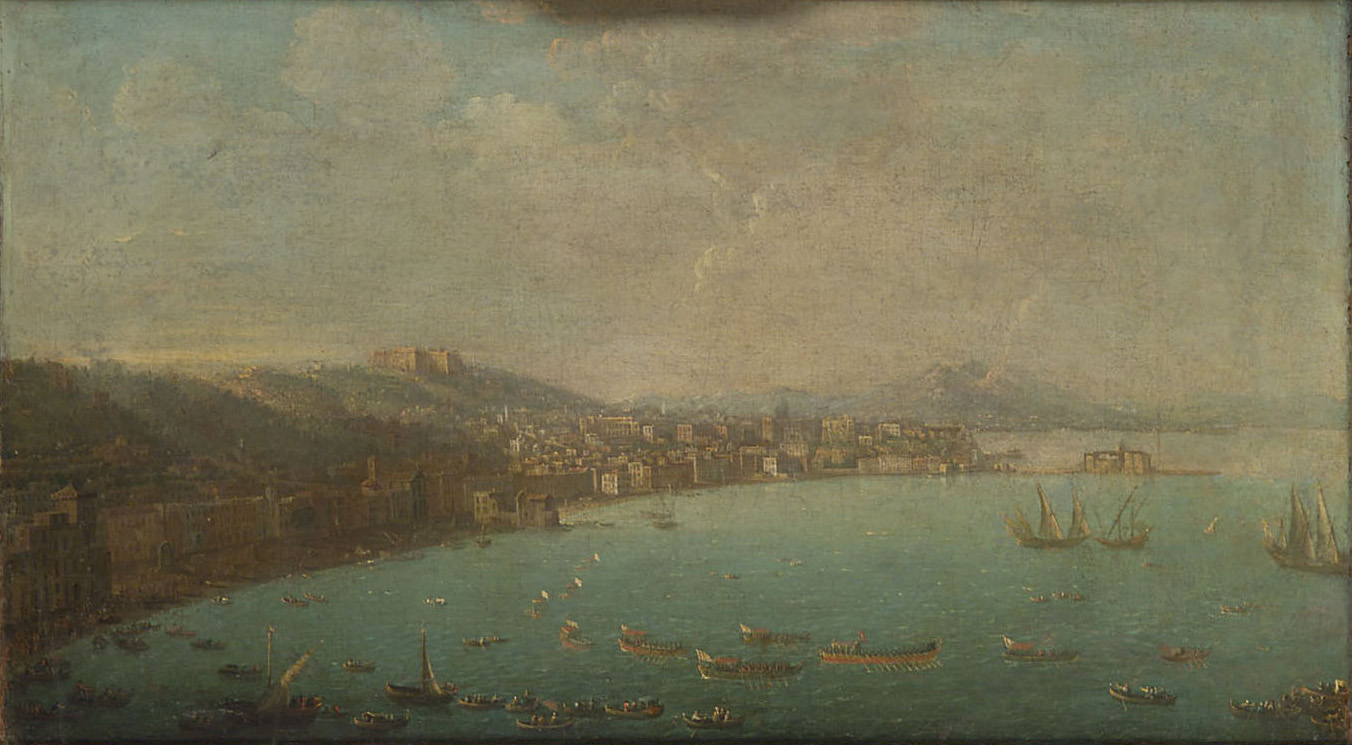 Ansicht von Posilippo auf Pizzofalcone in Neapel, Antonio Joli, 1764-1768