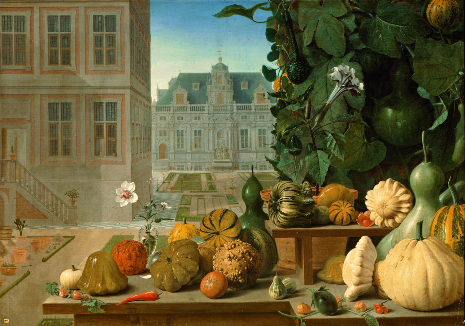 Stillleben mit Kürbissen, Jan Anton van der Baren, 1657