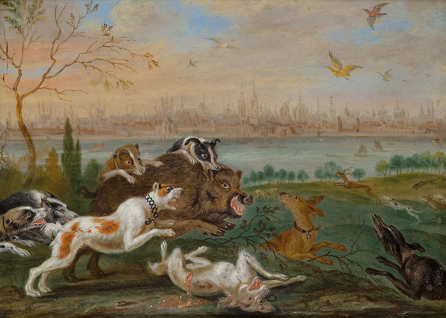 Ansichten aus den vier Weltteilen mit Szenen von Tieren: Köln, Ferdinand van Kessel, 1650-1700