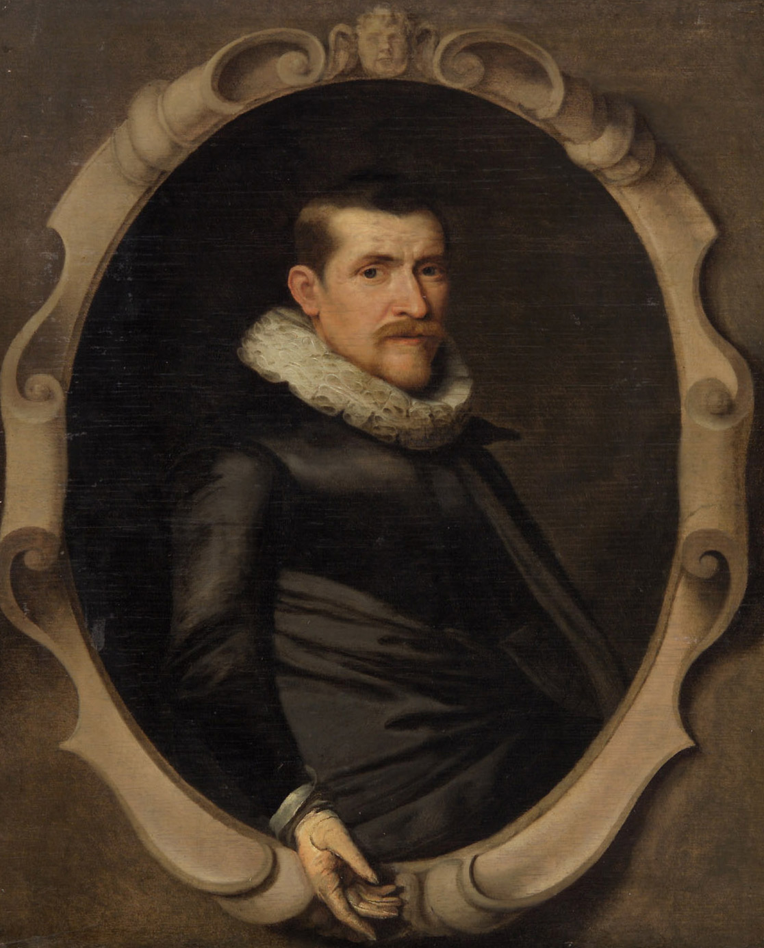 Männliches Bildnis in ovaler Steinkartusche, Thomas de Keyser, 1620-1625