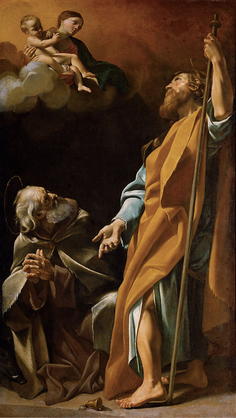 Maria erscheint den Hll. Jakobus und Antonius Abbas, Giovanni Lanfranco, 1622-1623
