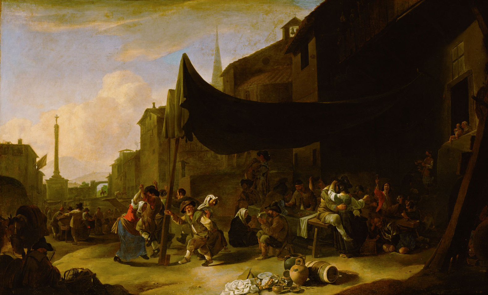 Bauernfest in der Römischen Campagna, Johannes Lingelbach, 1650-1655
