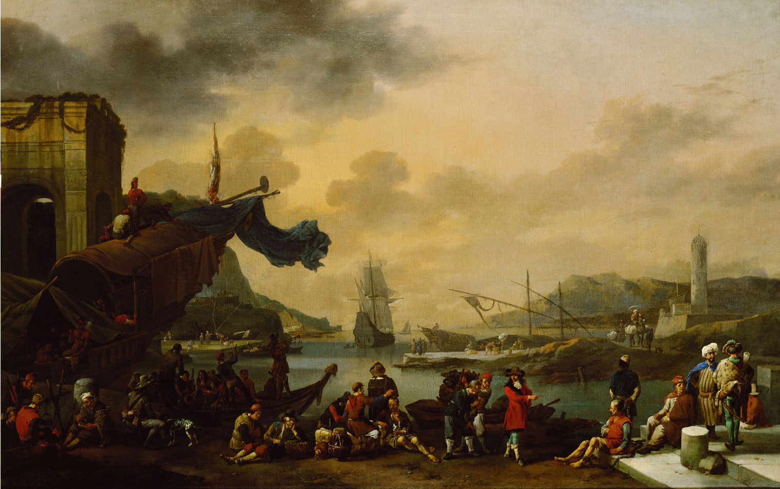 Italienischer Seehafen, Johannes Lingelbach, 1660-1665