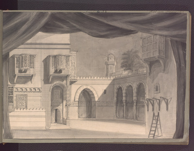 Theatermuseum: Bühnenbildentwurf: Oberon, König der Elfen