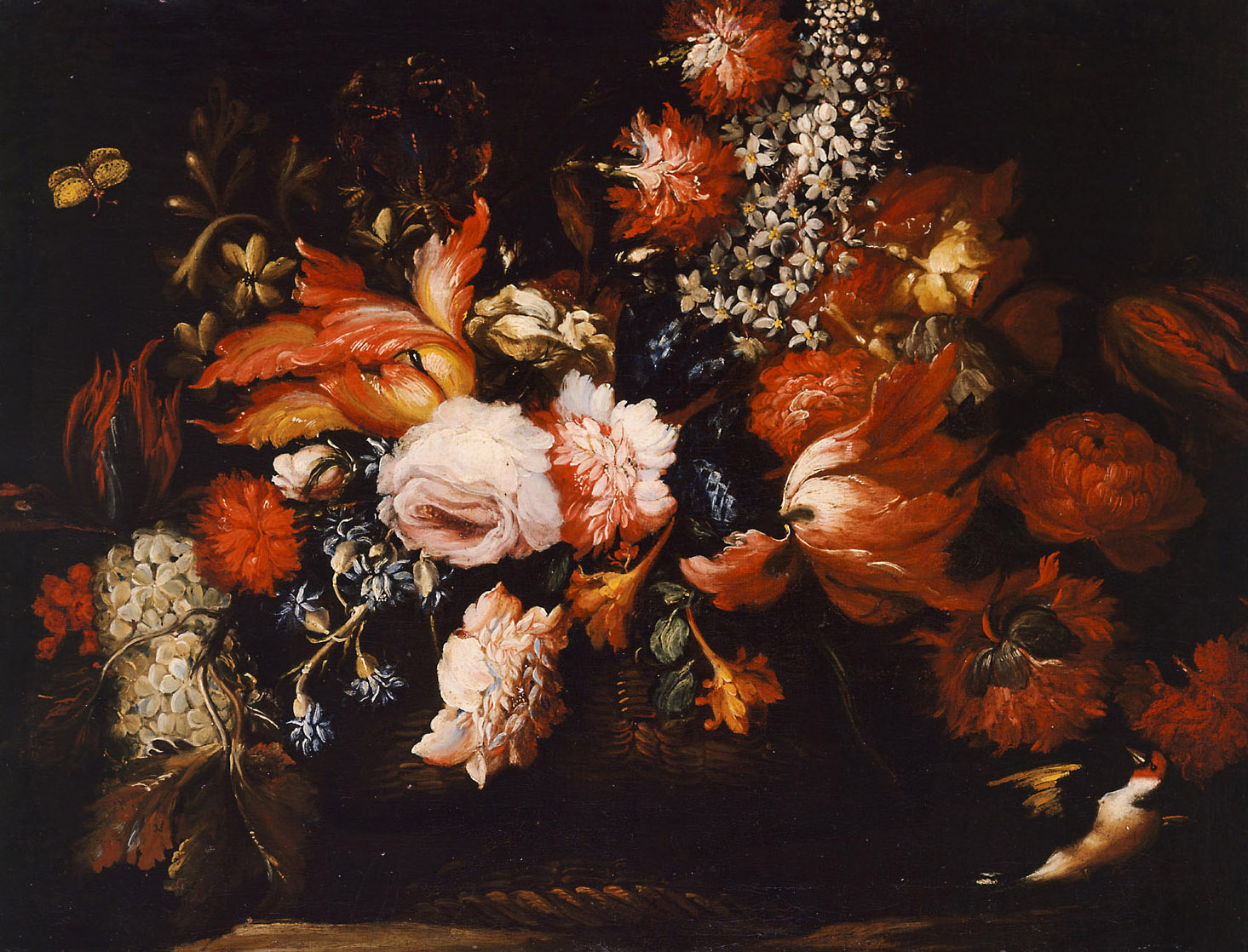 Blumenkorb mit Stieglitz, Elisabetta Marchioni, 1650-1700