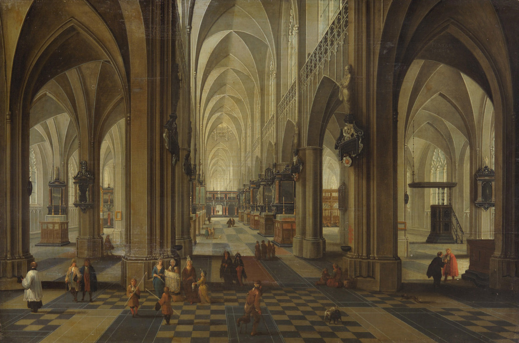 Innenansicht der Kathedrale Nôtre Dame zu Antwerpen, Peeter Neeffs d. J., 1635-1675
