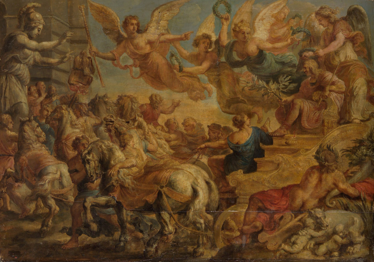 Triumphzug: Scipio Africanus wird an den Toren Roms begrüßt, Gottfried Ortlob, 1645-1655