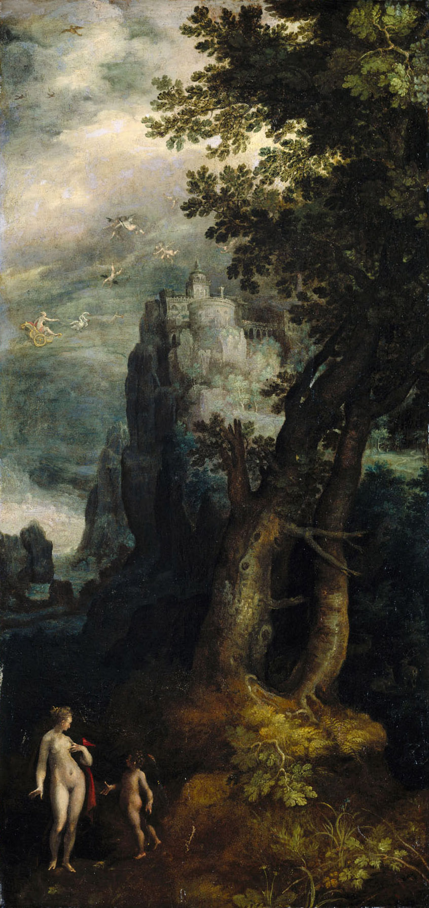 Venus und Amor vor der Liebesburg, Roelant Savery, 1600-1610