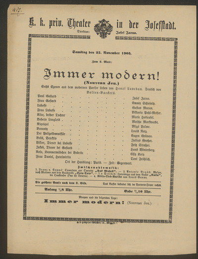 Theatermuseum Theaterzettel Immer modern