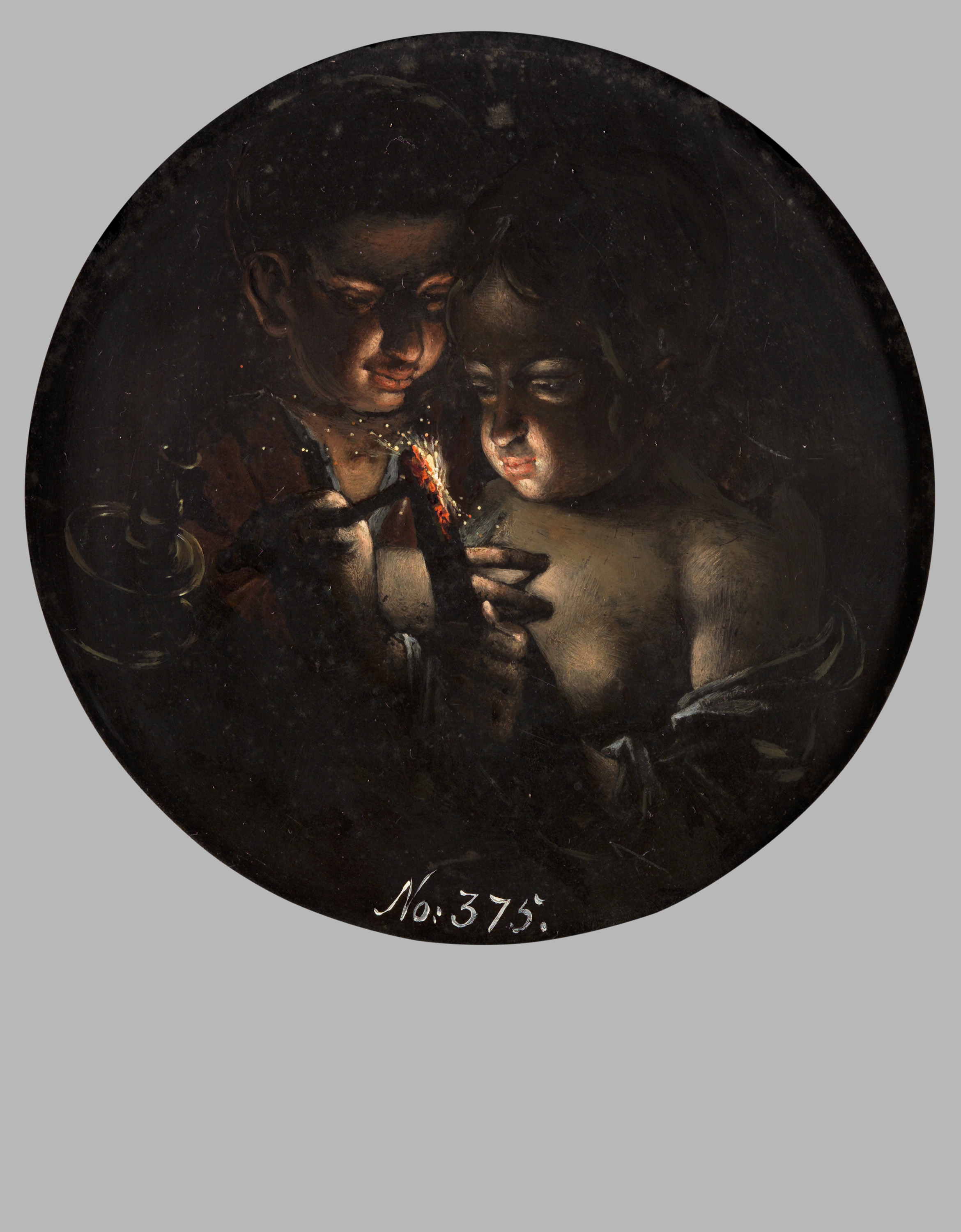 Knabe und Mädchen, eine Kerze anzündend, Dirk de Quade van Ravesteyn, 1600-1610