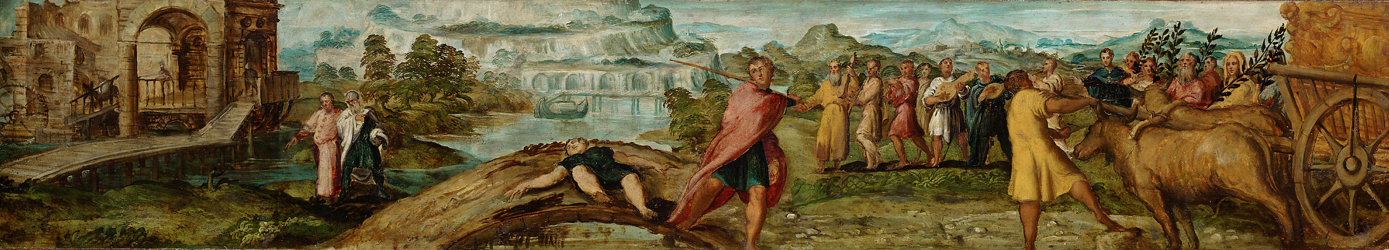 Überführung der Bundeslade durch David; der Tod des Usa, Jacopo Robusti, gen. Tintoretto, 1543-1544