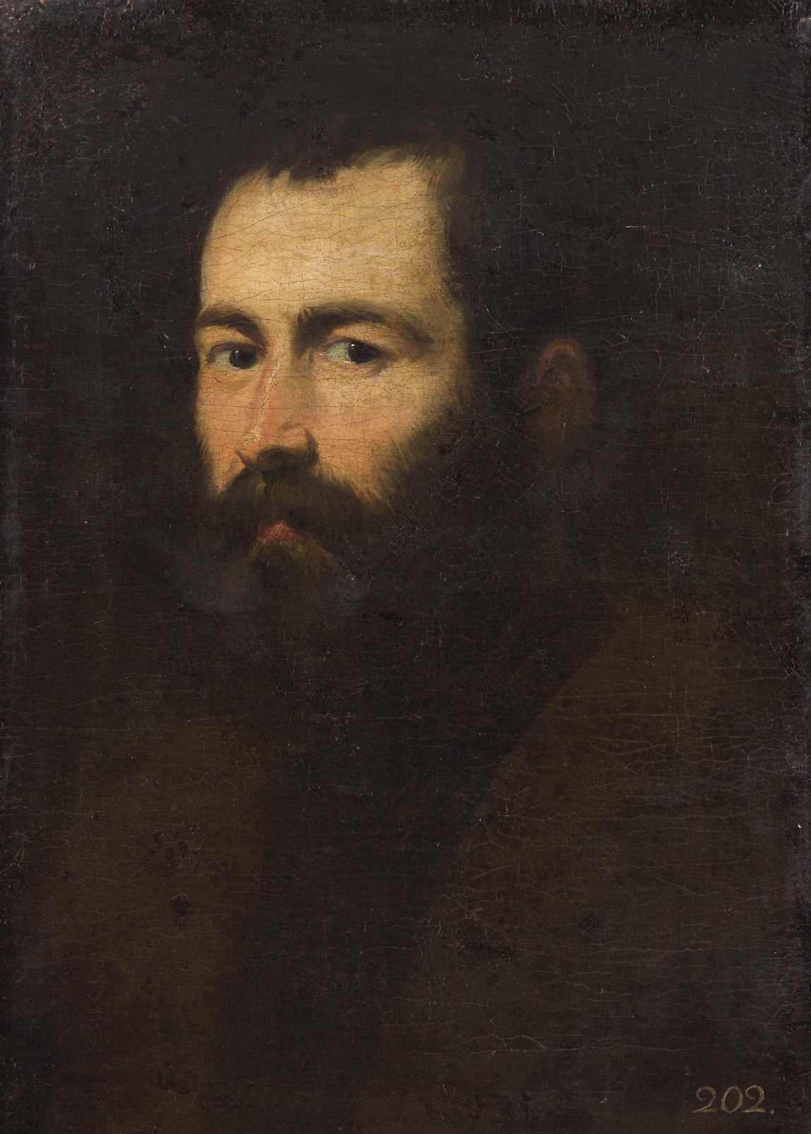 Bildnis eines dunkelbärtigen, blauäugigen Mannes, Jacopo Robusti, gen. Tintoretto, 1553-1557