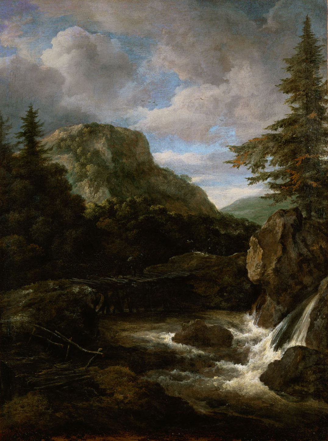 Berglandschaft mit Wasserfall, Jacob van Ruisdael, 1670-1680