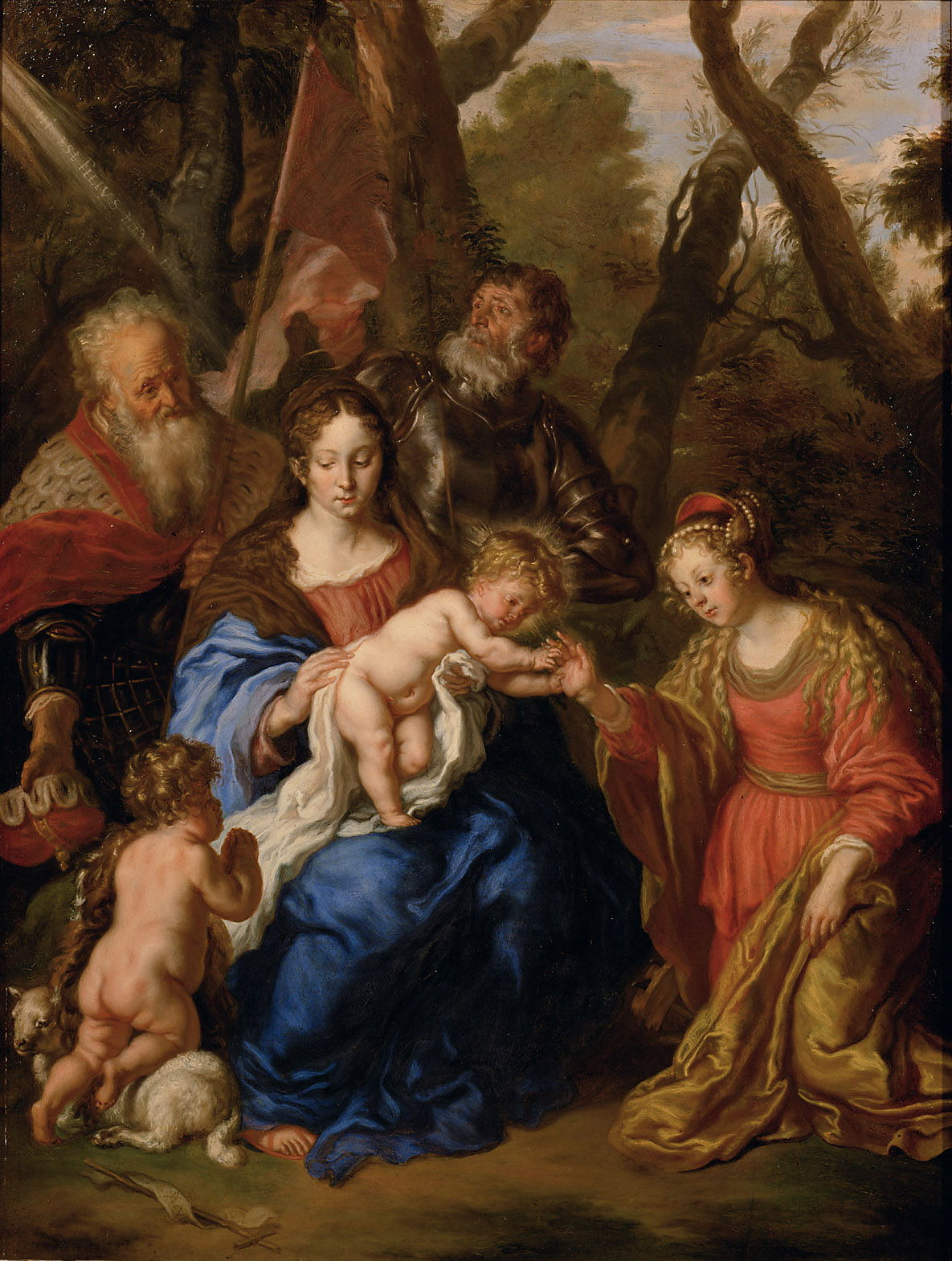 Mystische Verlobung der Hl. Katharina und die Hll. Leopold und Wilhelm, Joachim von Sandrart, 1647