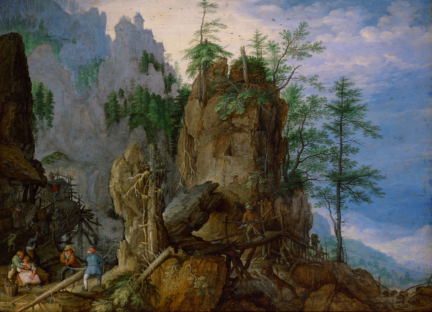 Gebirgslandschaft mit Holzfällern, Roelant Savery, 1610
