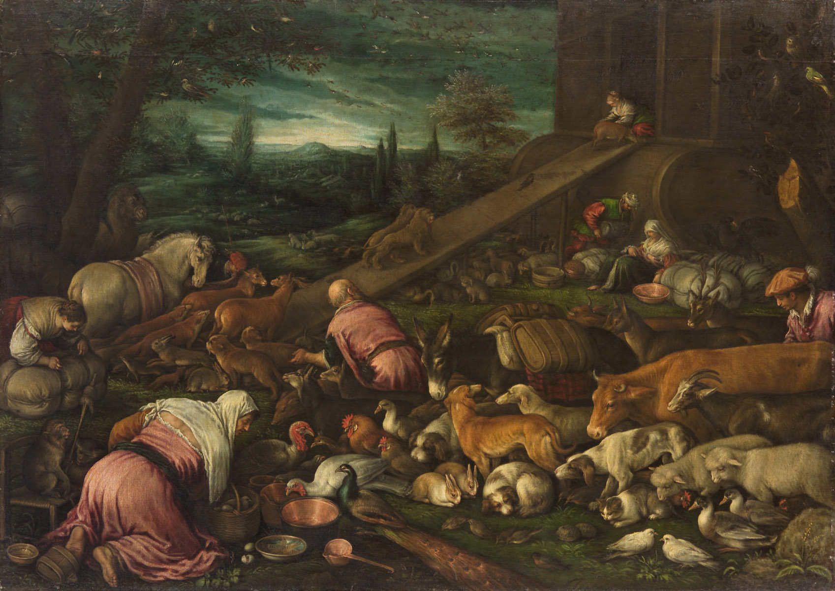 Einzug der Tiere in die Arche, Leandro da Ponte gen. Leandro Bassano, 1588-1592