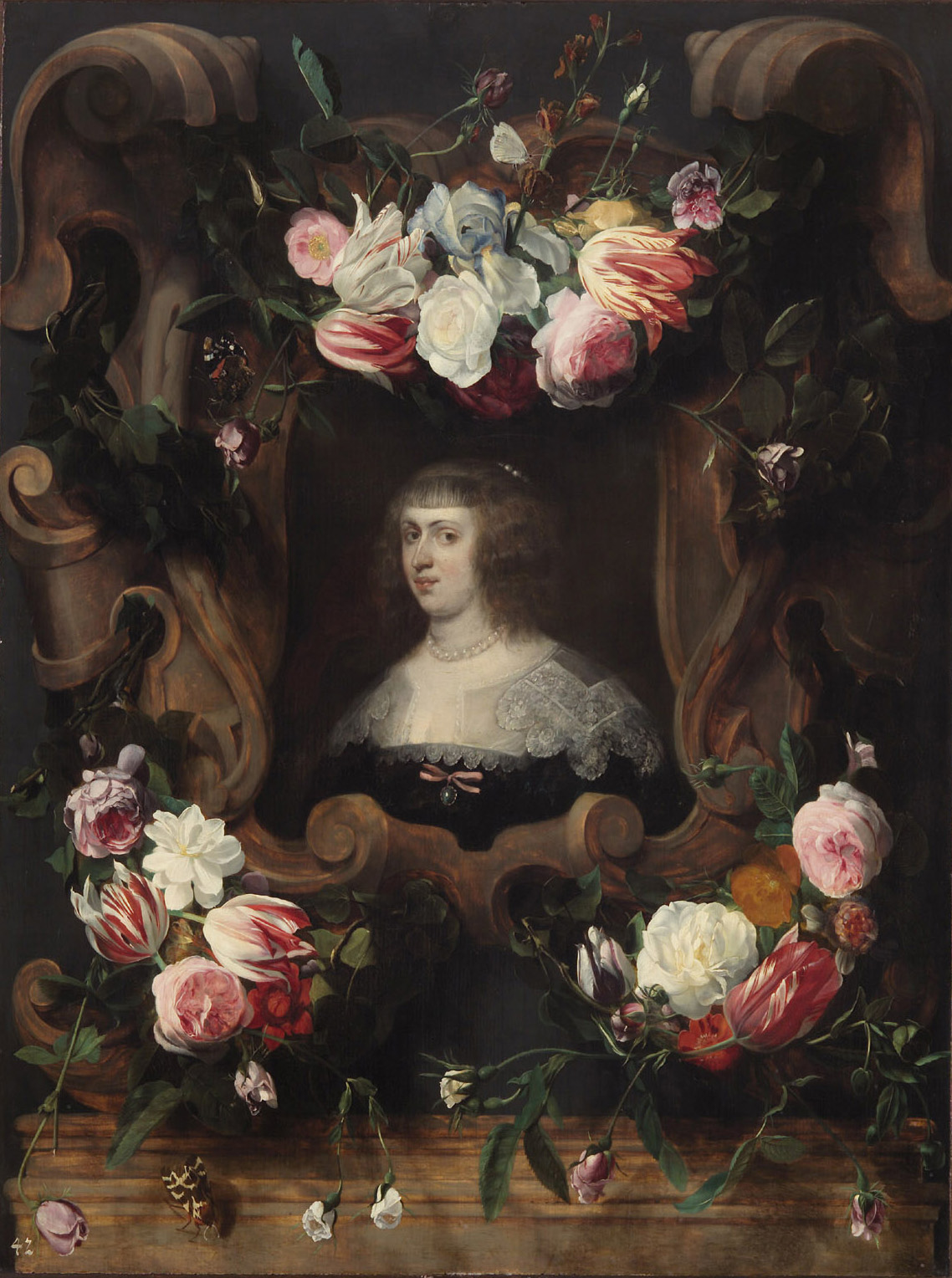Weibliches Bildnis im Blumenkranz, Daniel Seghers, 1648-1652