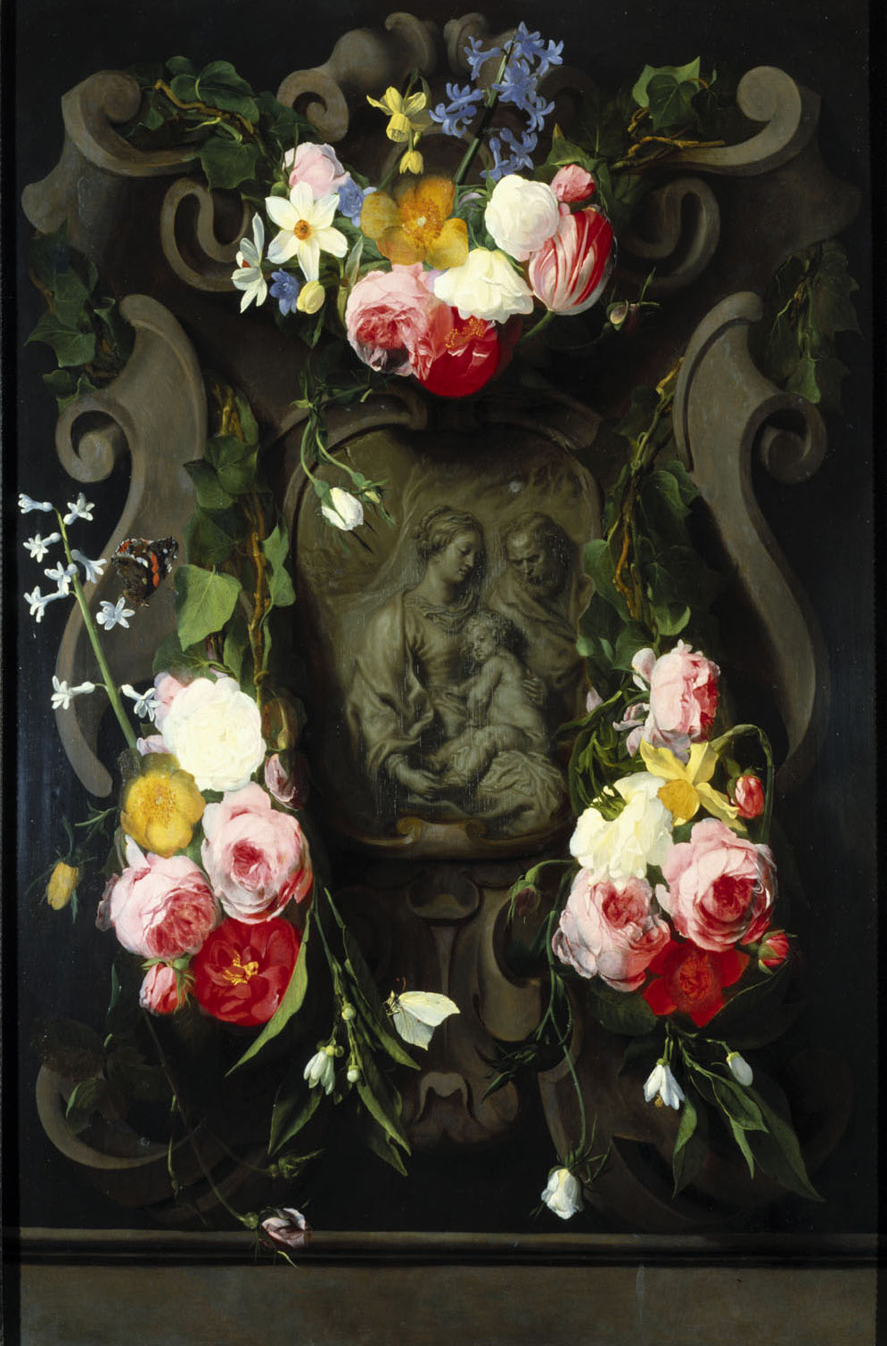 Heilige Familie im Blumenkranz, Daniel Seghers, 1644