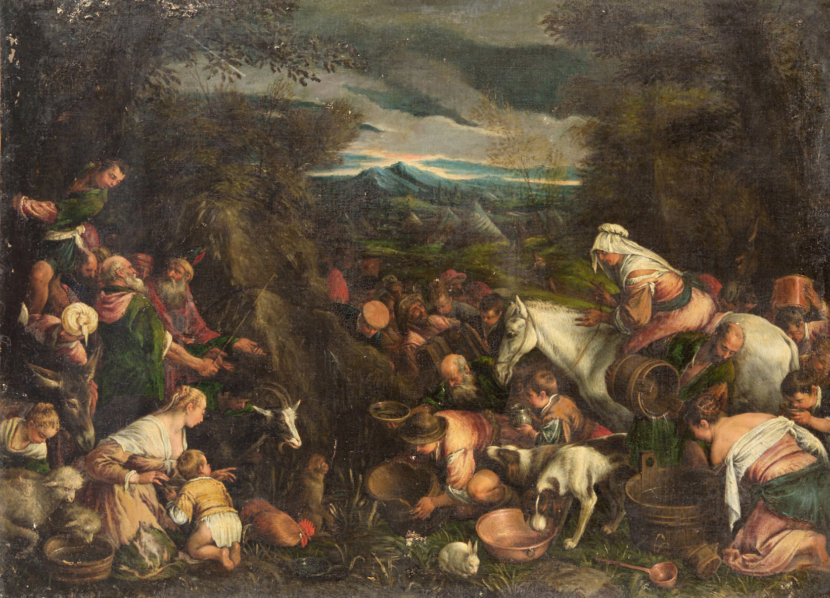 Moses schlägt Wasser aus dem Felsen, Bassano, 1600-1615