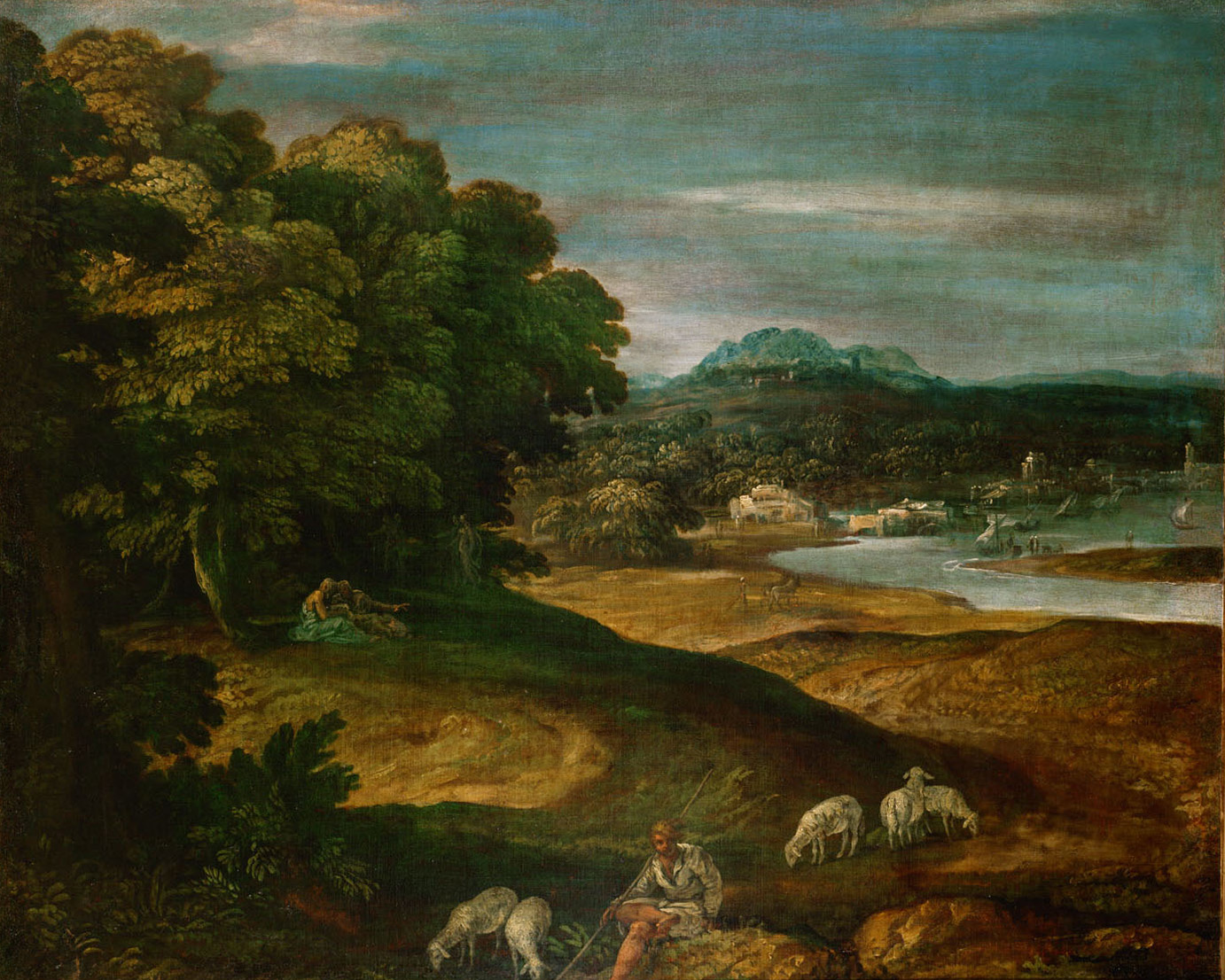 Landschaft mit Hirten und Schafen, Lambert Sustris, 1558-1562