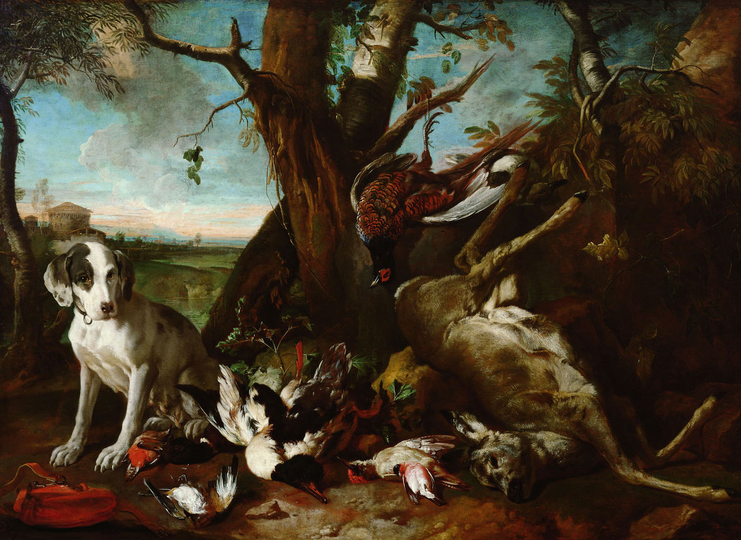 Totes Wild, von einem Jagdhund bewacht, Franz Werner Tamm, 1706