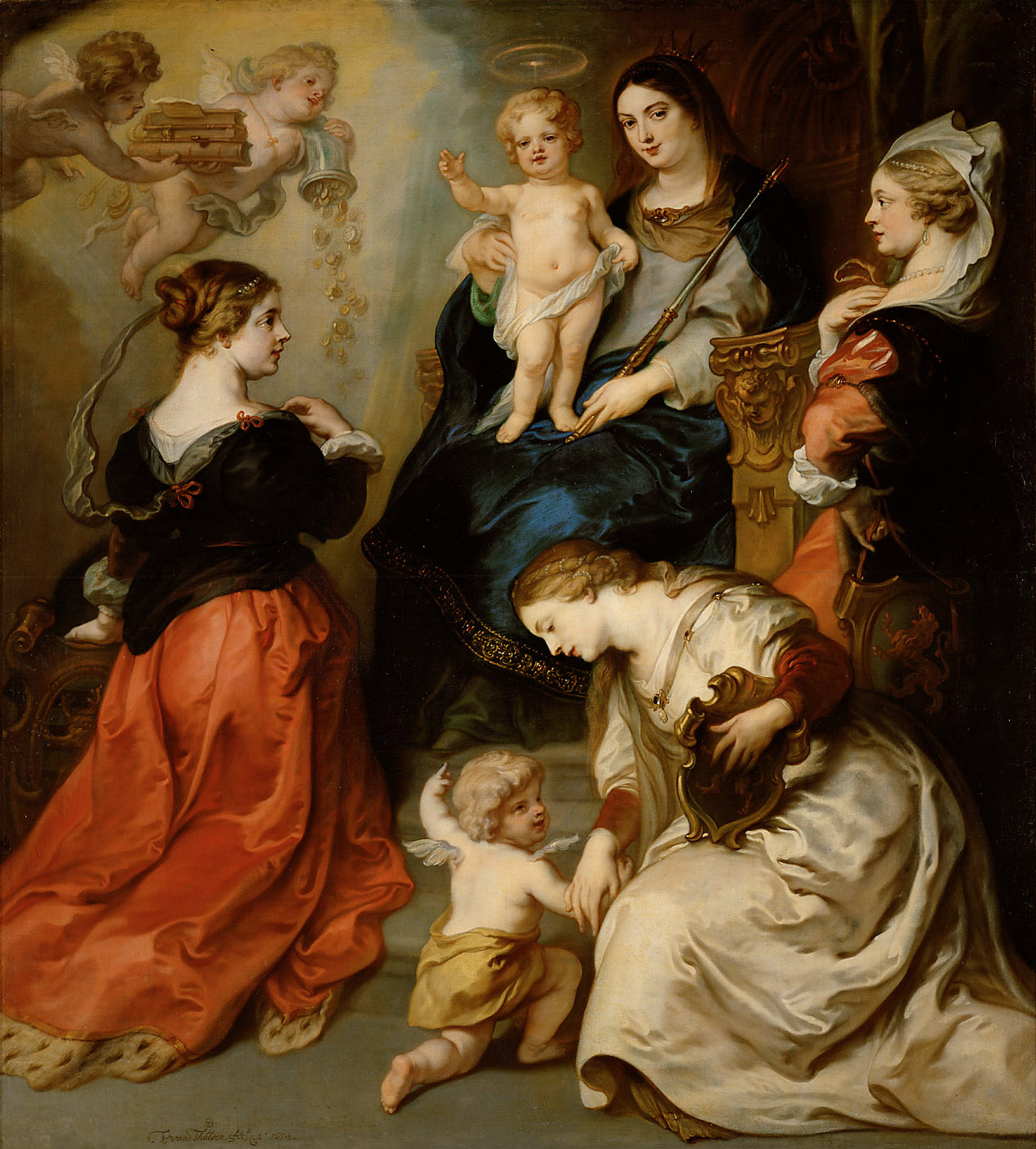 Die Provinzen Brabant, Hennegau und Flandern huldigen der Madonna, Theodor van Thulden, 1654