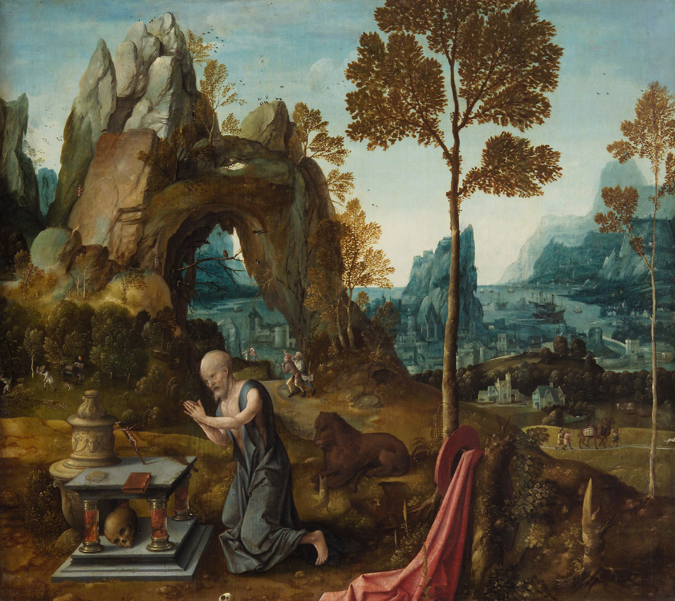 Büßender Hl. Hieronymus in einer Landschaft, Jan de Beer, 1520-1525