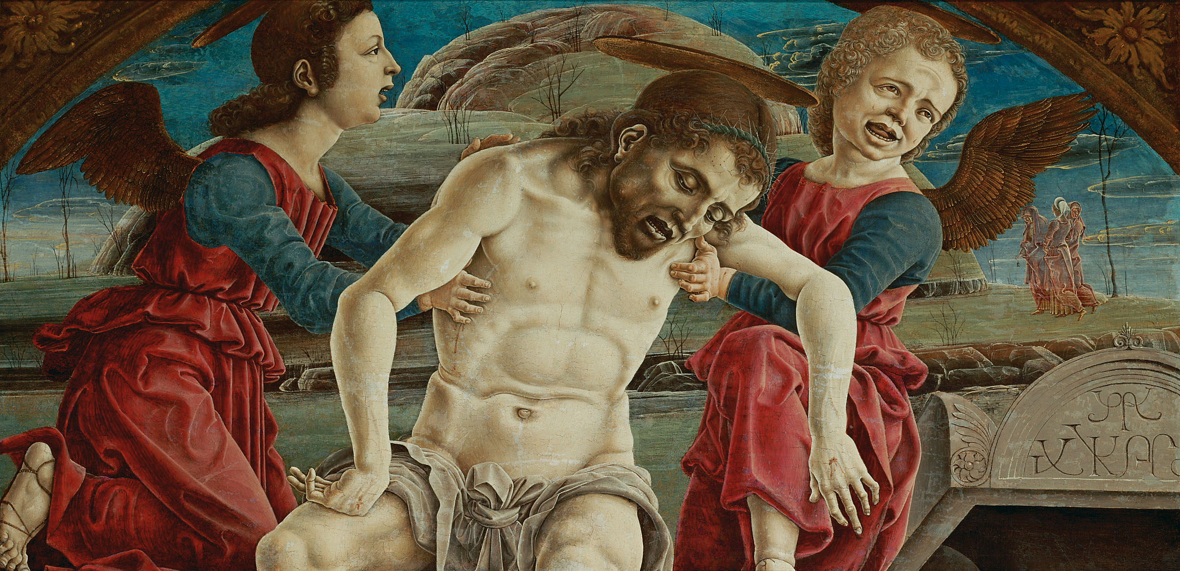 Leichnam Christi, von Engeln gehalten, Cosmè Tura, 1460-1470