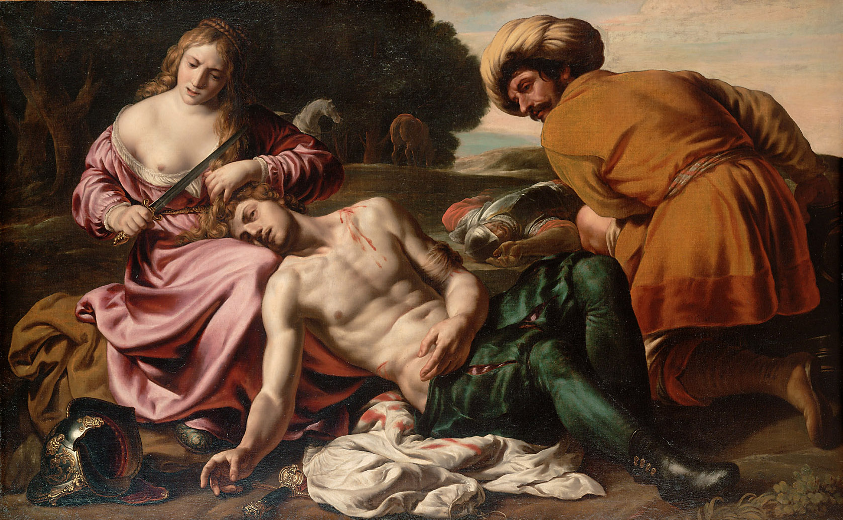 Erminia findet den verwundeten Tancred, Alessandro Turchi, gen. L’Orbetto, 1625-1635