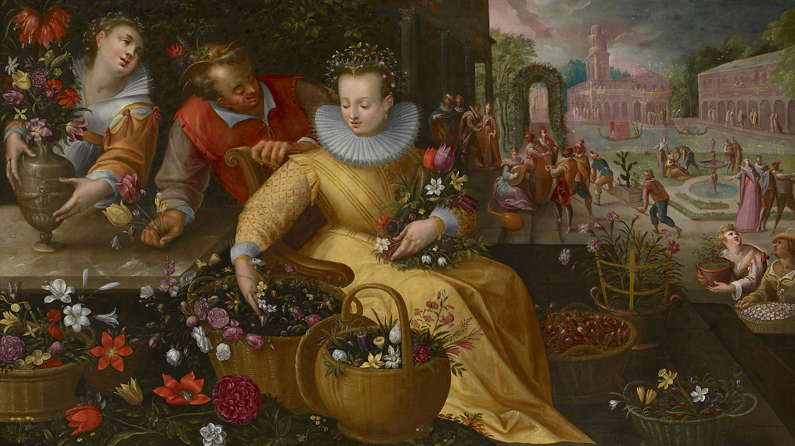 Blumenmarkt (Frühling), Frederik I. van Valckenborch, 1595-1600