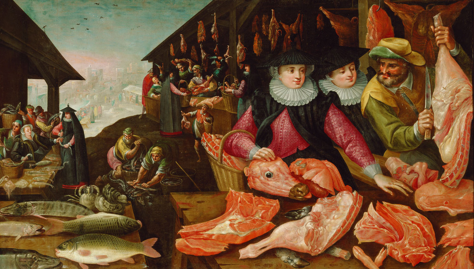 Fleischmarkt (Winter), Frederik I. van Valckenborch, 1595-1600