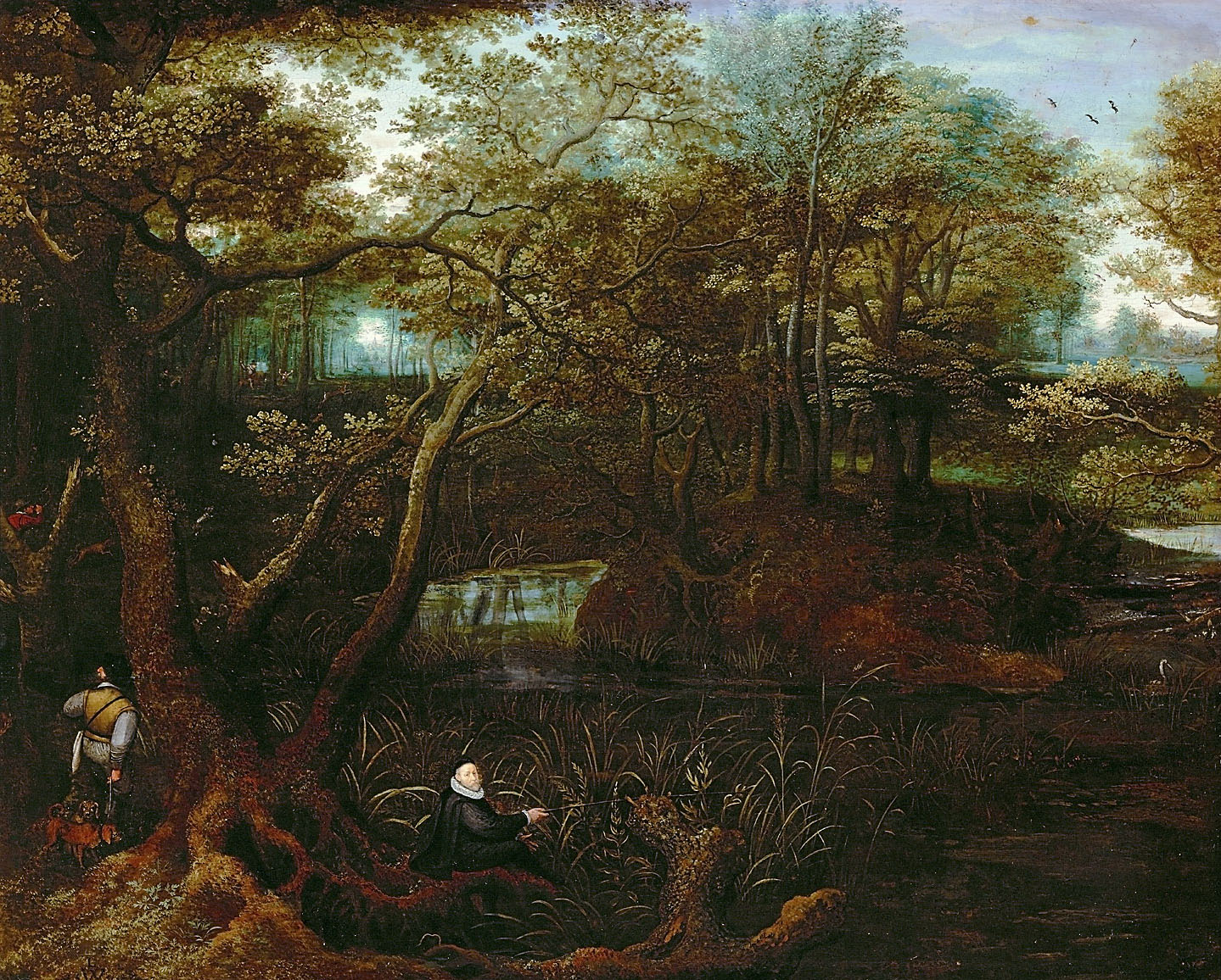 Angler am Waldteich (Selbstbildnis des Künstlers), Lucas I. van Valckenborch, 1590