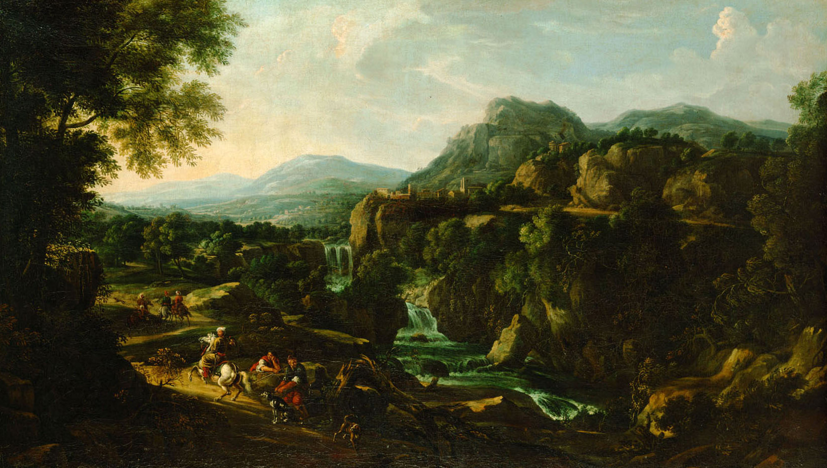Gebirgslandschaft mit Wasserfall, Willem van Bemmel, 1670-1680