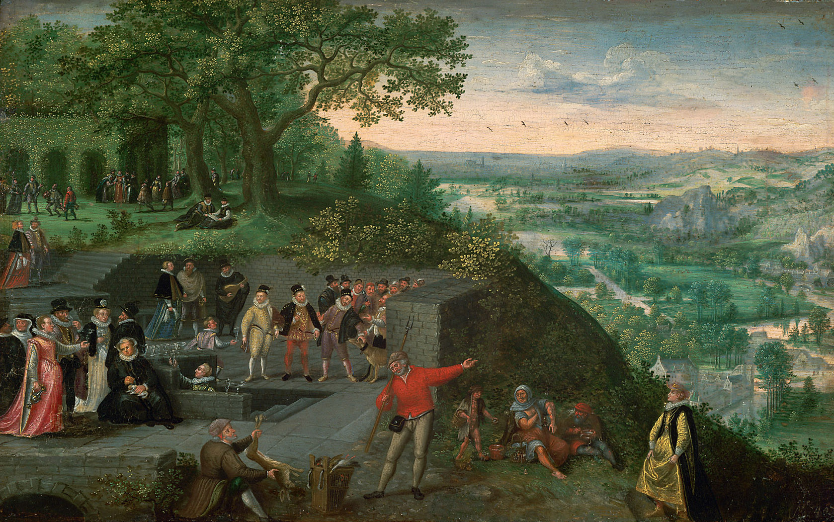 Kaiser Rudolf II. bei einer Trinkkur, Lucas I. van Valckenborch, 1593-1595