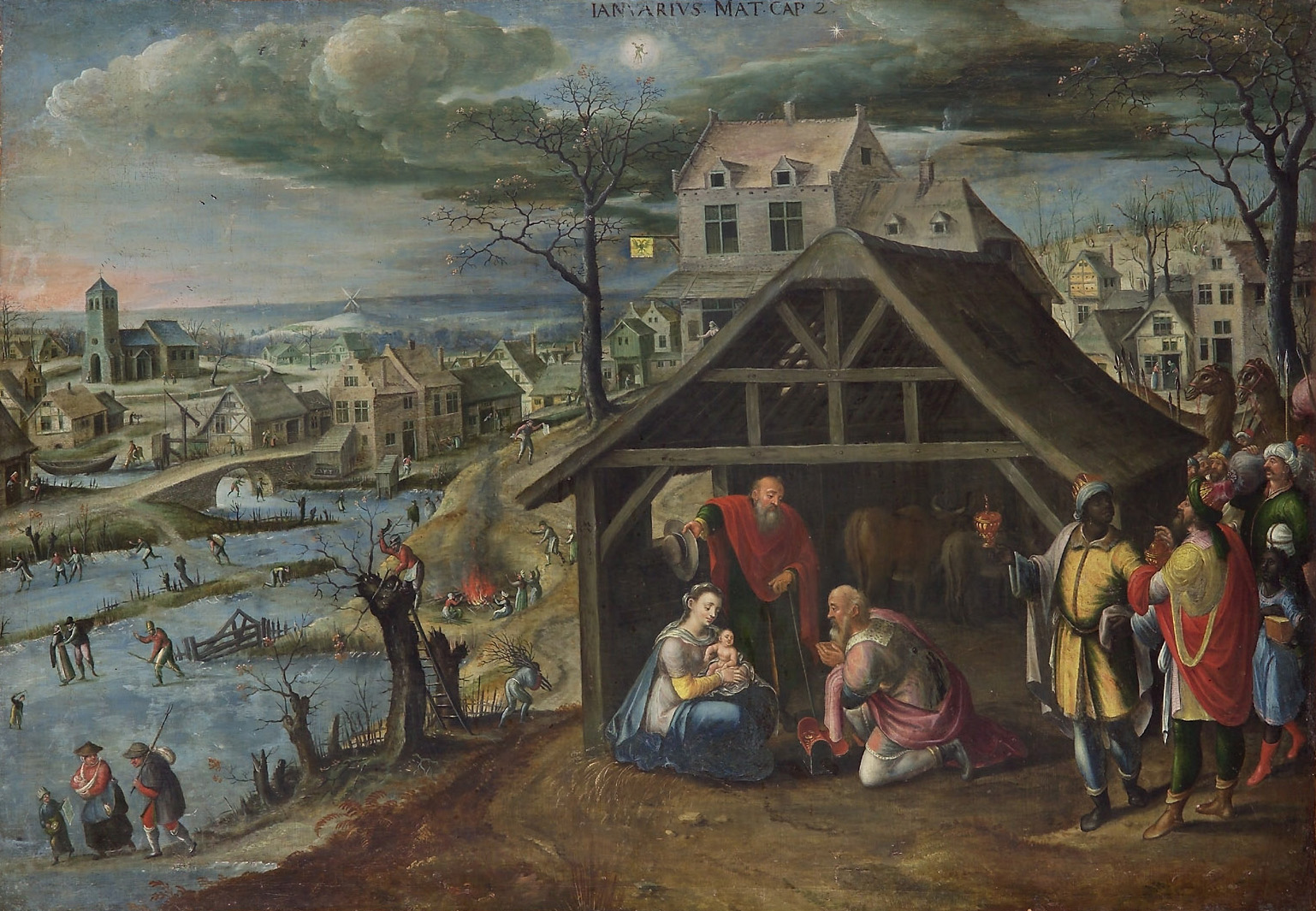 Anbetung der Hl. Drei Könige (Jänner), Marten I. van Valckenborch, 1580-1590