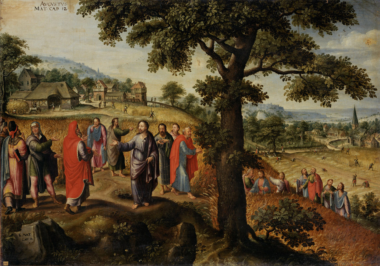 Christus verteidigt das Ährenausraufen am Sabbath (August), Marten I. van Valckenborch, 1580-1590