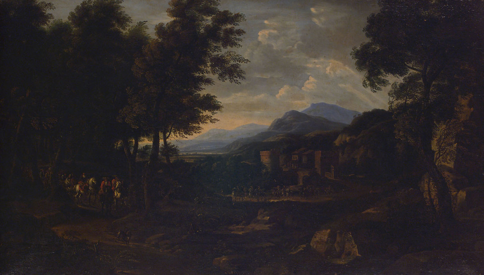 Landschaft mit Reitergruppe, Willem van Bemmel, 1670-1680