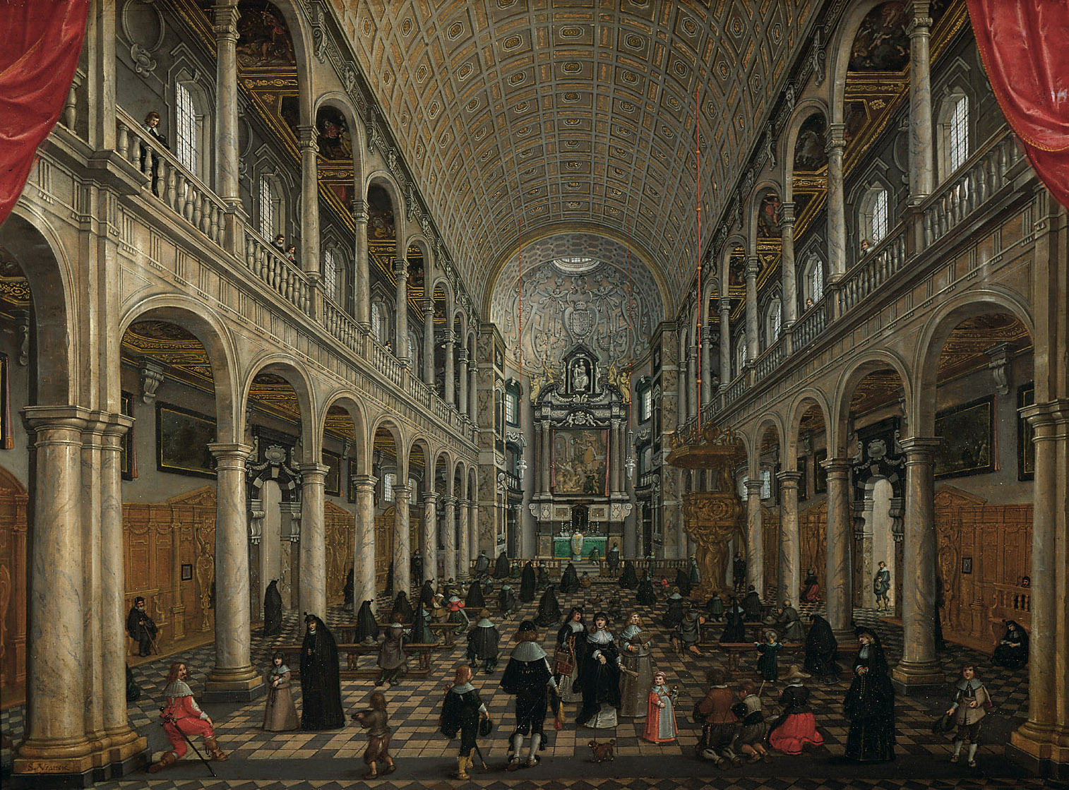 Innenansicht der Jesuitenkirche zu Antwerpen, Sebastian Vrancx, 1625-1635