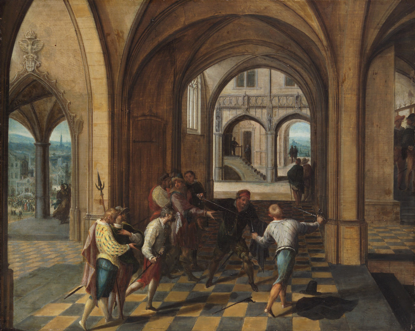 Der Fechtkampf, Hendrick van Steenwijck d. Ä., 1595-1605
