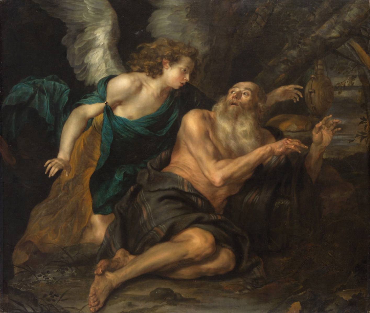 Prophet Elias, vom Engel gespeist, Thomas Willeboirts Bosschaert, 1642-1652
