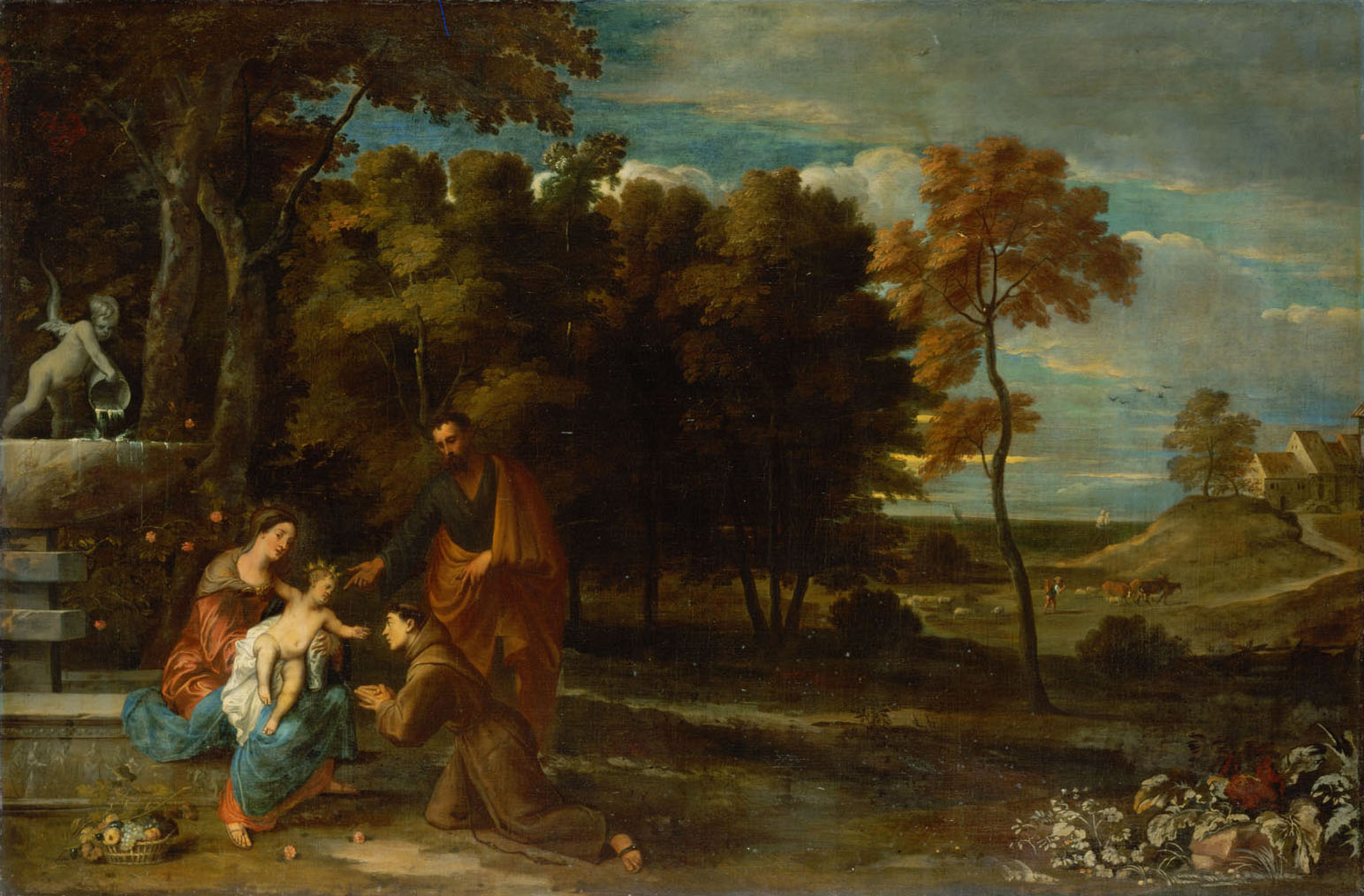 Landschaft mit Hl. Familie und Hl. Antonius von Padua, Frans Wouters, 1646-1650