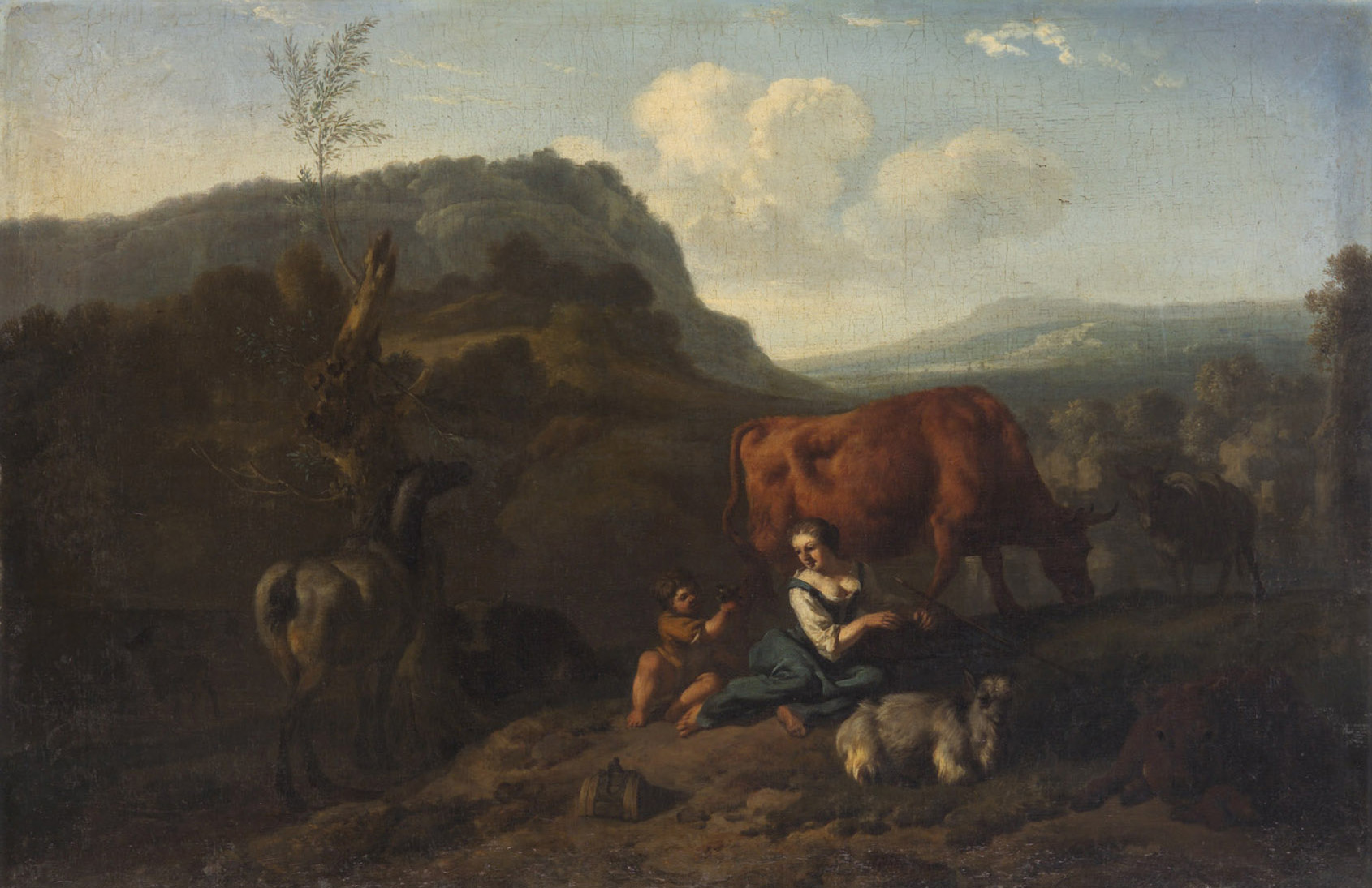 Landschaft mit Hirten und Herde, Dirck van Bergen, 1670-1690