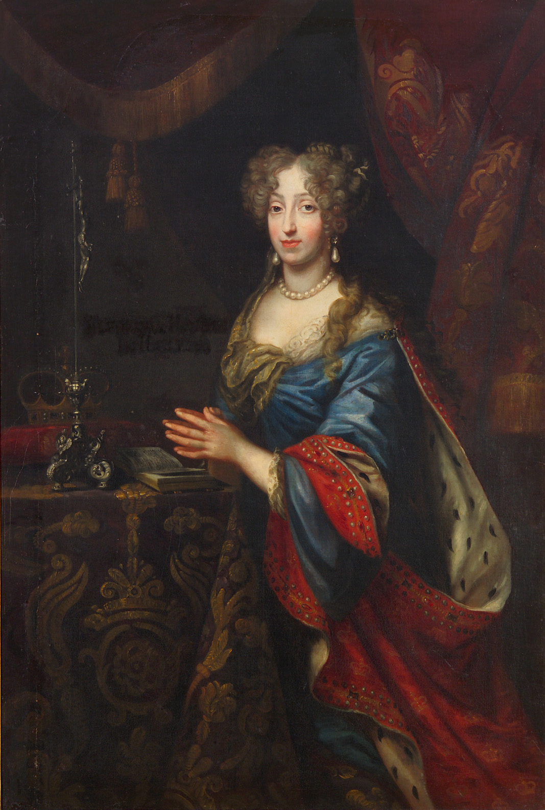 Erzherzogin Eleonore (1653-1697) vor einem Kruzifix kniend, Dreiviertelporträt, Charles Brendel, 1684