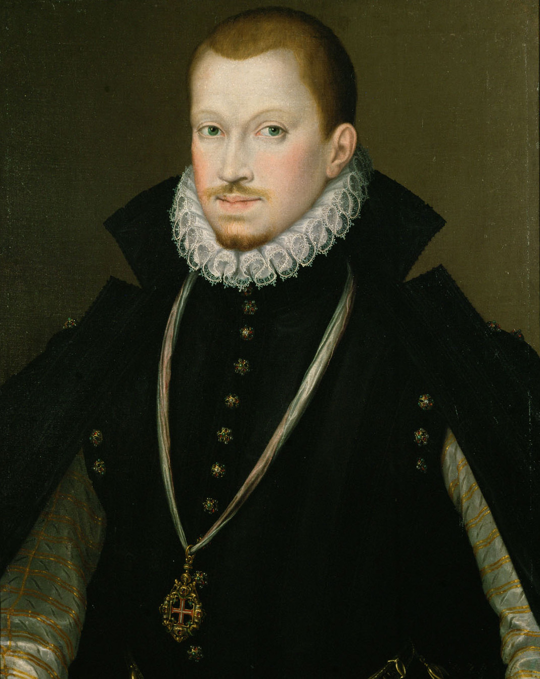 Don Sebastian (1554-nach 1578), König von Portugal, mit dem Kreuz des Christusordens, Halbfigur (beschnitten), Alonso Sánchez Coello, 1570-1580