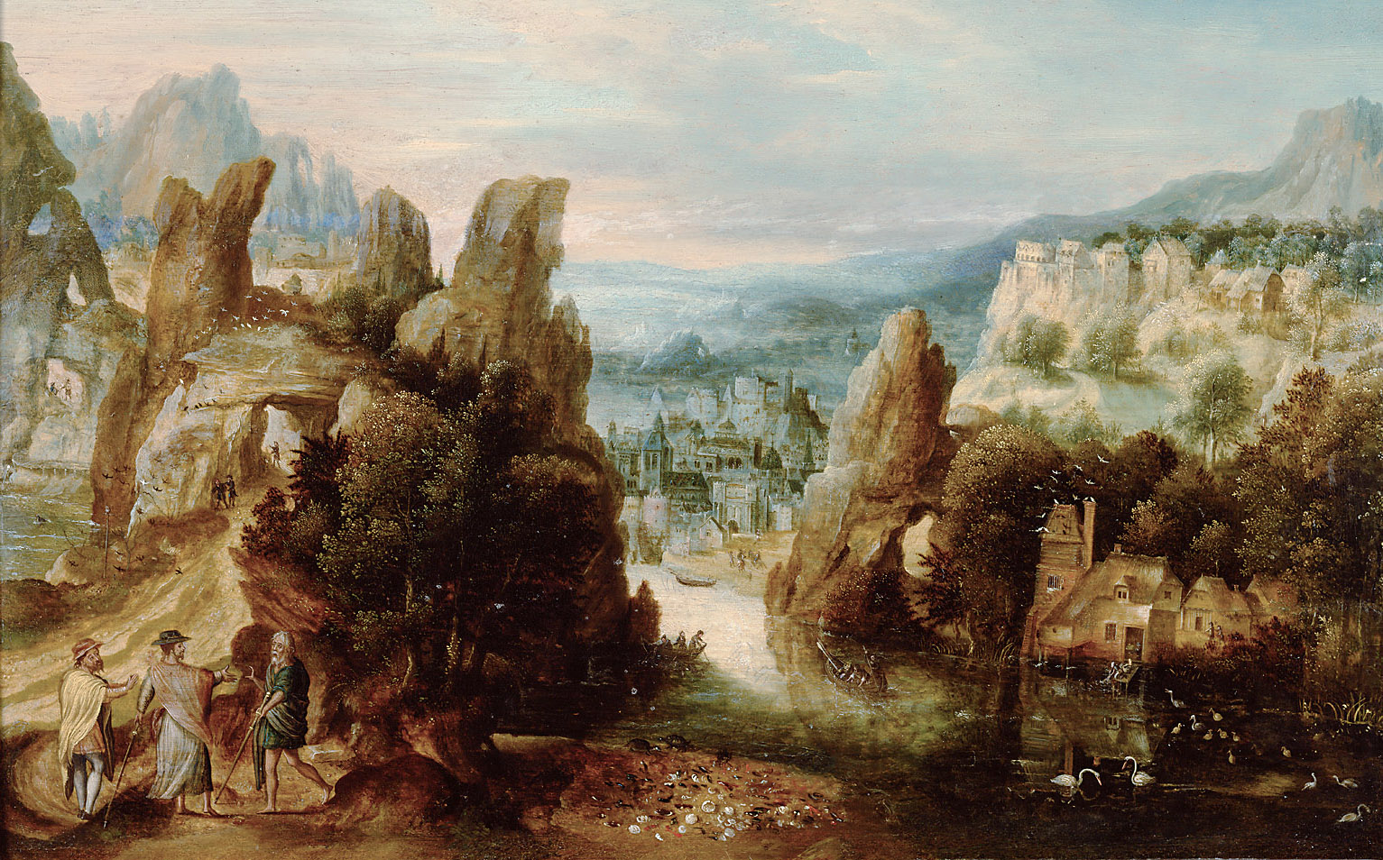 Landschaft mit dem Gang nach Emmaus, 1535-1540